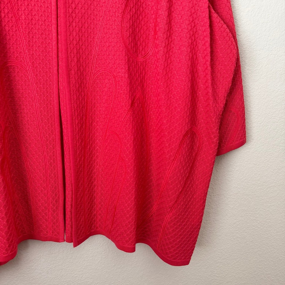 Misook Cardigan Sweater Womens 3X Coral Textured Knit Open Front 3/4 Sleeve - Picture 6 of 12